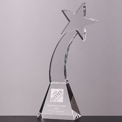 9 ¾" Optical Cut Crystal Shooting Star Award