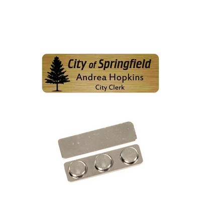 Name Badge -Brushed Gold Plastic - 1X3 Laser Engrave To Black