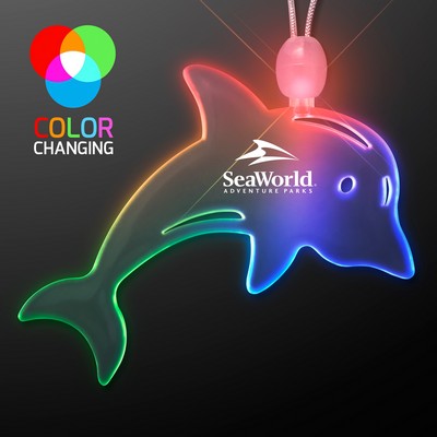 Acrylic Dolphin Shape Necklace with Multicolor LED - PRINTED