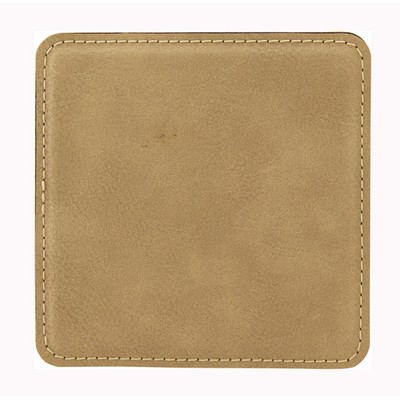 Light Brown Leatherette Coaster Square (Screen Imprinted)