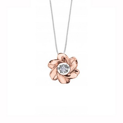 Canadian Diamond Solitaire Flower Pendant in 10K Rose Gold (0.102 CT.)