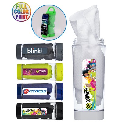 Union Prined - 2-in-1 Cooling Towel In Phone Stand Carabiner Case - Full Color