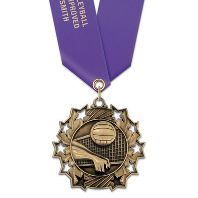 Volleyball TS Medal w/Satin Neck Ribbon (2¼")