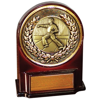 Stock 5 1/2" Medallion Award With 2" Karate Coin and Engraving Plate