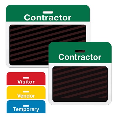 TEMPbadge 2-Part Expiring Badge Clip-On BACK PARTs, Contractor, Green
