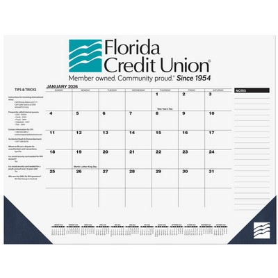 Black Calendar Desk Pad w/2 Color Imprint (21 ¾"x 17")