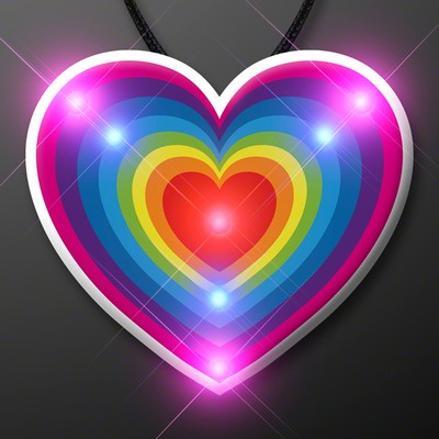 Retro Rainbow Heart Blinkies on String Necklace - BLANK