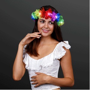 LED Rainbow Flower Crowns, Stretch Headband - BLANK