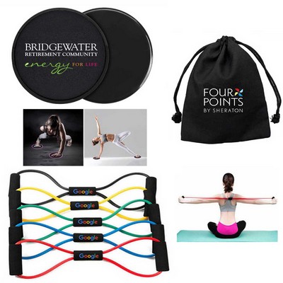 iBank ® Exercise Fitness Sliders + Chest Expander Band