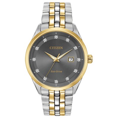 Citizen® Men's Corso Eco-Drive Two-Tone Stainless Steel Watch W/ Charcoal Grey Dial