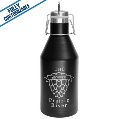 64 Oz. Polar Camel Black Vacuum Insulated Growler w/Swing Top Lid