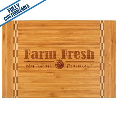 Bamboo Cutting Board w/Butcher Block Inlay (15" x 10.25")