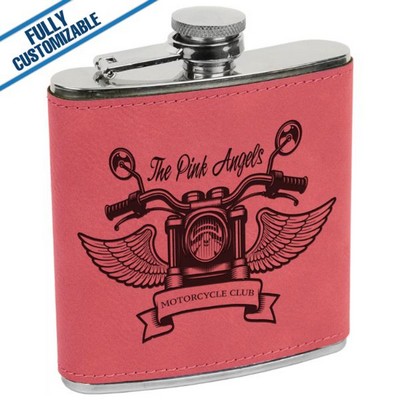 Pink Leatherette - 6 Oz - Flask