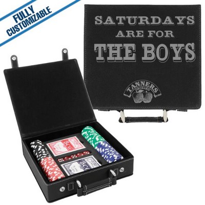 Black & Silver Leatherette - 100 Chip Poker Set