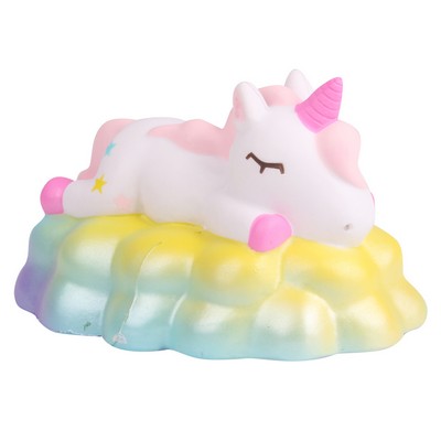 Slow Rising Scented Squishy Sleepy Unicorn - Pink w/Rainbow Cloud