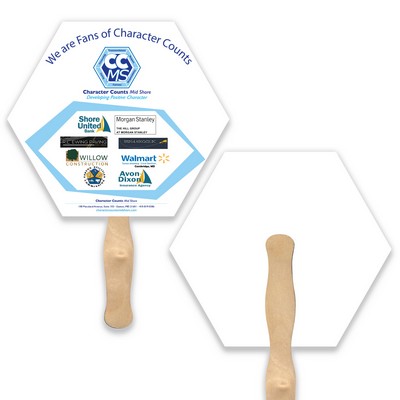 Lightweight Full Color Single Sided Hexagon Shape Paper Hand Fan