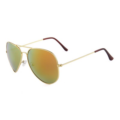 Sunglasses - Red Mirror Lenses - Gold Frames