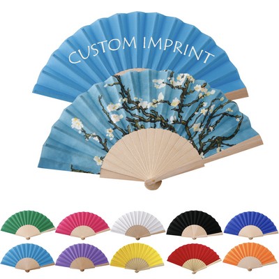 Wood Fabric Folding Fan