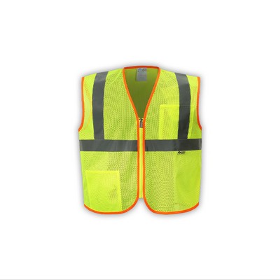 High Visibility Economy Safety Vest, Class 2, Lime, Zipper Closure
