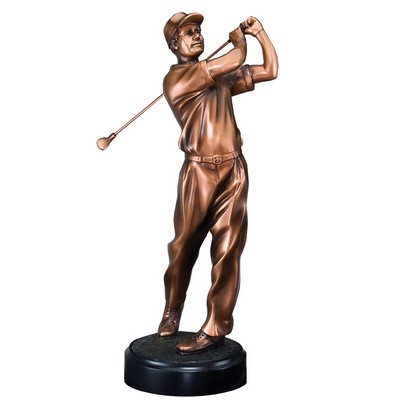 11 ½" Bronze Electroplated Male Golf Follow Through Swing Trophy