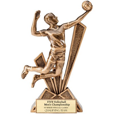 6 ½" Antique Gold Male Volleyball Check-Mate Series Resin Trophy