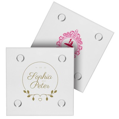 4" Square Glass Clear Coasters w/ Custom Imprint