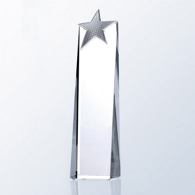 Crystal Trophy Wedge W/ Silver Studded Star.
