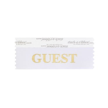 Guest Stk A Rbn White Ribbon Gold Imprint