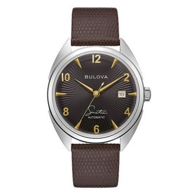 Citizen® Bulova Frank Sinatra Men's Automatic Brown Lizard Strap Watch w/Black Dial