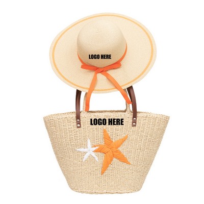 Women Fashion Straw Hat & Bag Set