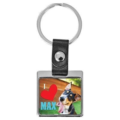 Metal Keychain with Insert and Leather