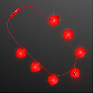 Valentine Hearts String Lights Necklace, 7 Bulbs - PRINTED