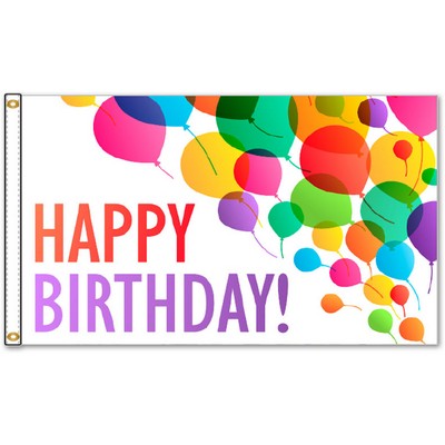 Happy Birthday Balloons Boutique Flag (3'x5')