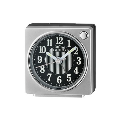 Seiko QHE197S Bedside Desk Alarm Clock - Silver & Black