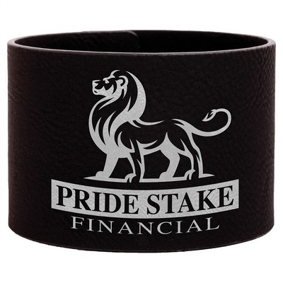 9 1/2" x 2" Black/Silver Leatherette Cuff Bracelet