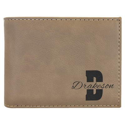 Light Brown Leatherette Bi-Fold Wallet w/Flip ID Display