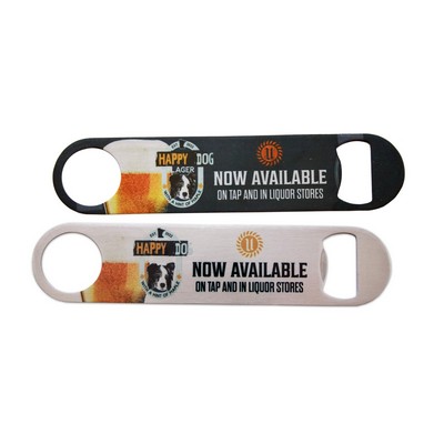 Sublimated Stainless Steel Bottle Opener - Rounded Rectangle (1.5" x 7")
