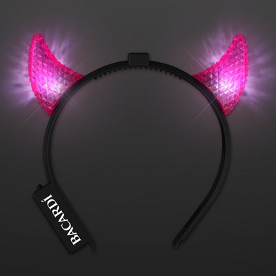 Pink Horns LED Headbands, Facetted Multi-Function - PRINTED