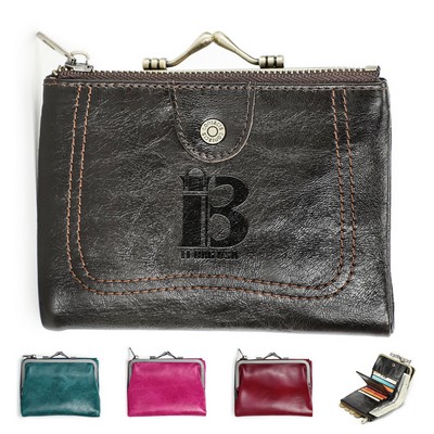 Genuine Leather RFID Clip Medium Waterproof Wallet