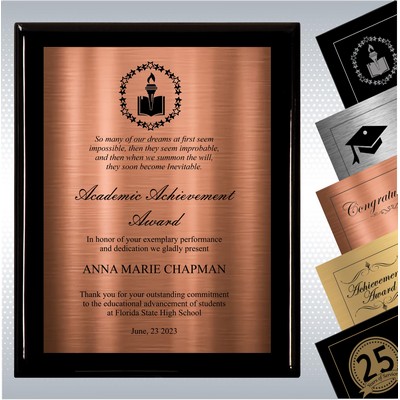 Black Piano Finish Wood Plaque Academic Achievement Gift (10.5" x 13")