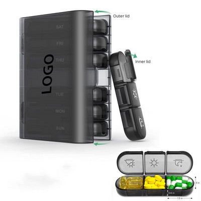 Portable Travel Pill Box 7 Day With Large Pill Containers