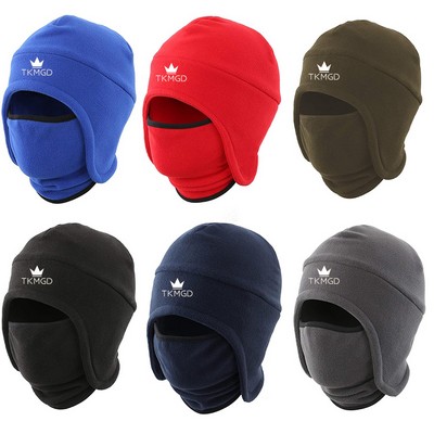 2" 1 Hat Winter Fleece Earflap Skull Sports Beanie Ski Mask