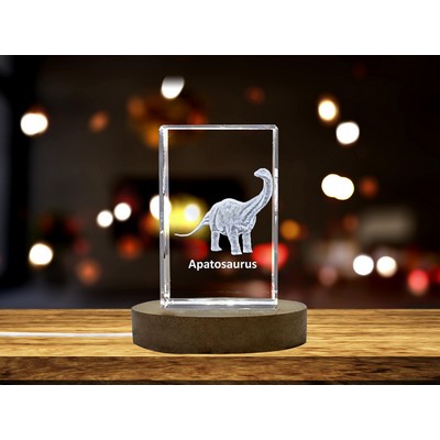 Apatosaurus 3D Engraved Crystal Trophy - Exquisite Dinosaur Keepsake