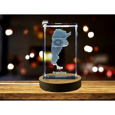 Argentina 3D Engraved Crystal Trophy Award w/LED Base Light - Recognition Keepsake