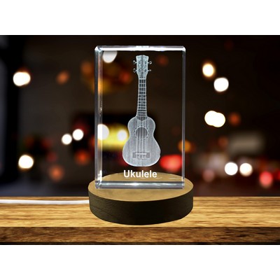 Ukulele 3D Engraved Crystal Trophy Award - Gift for Music Lovers