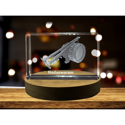 Nadaswaram 3D Engraved Crystal Trophy Award - Illuminated Keepsake