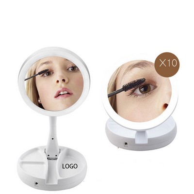 Folding USB Light Up Tabletop Comparison Mirror