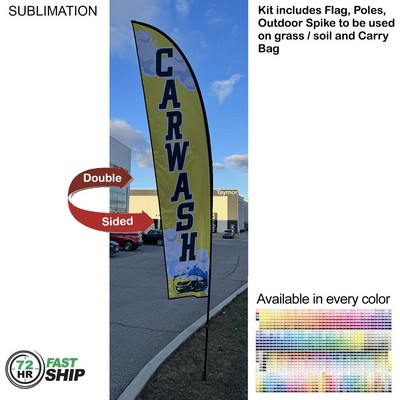 72 Hr Fast Ship - 13' Medium Feather Flag Kit, Full Color Graphics Double Sided, Spike and Bag
