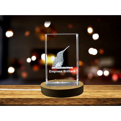 Empress Brilliant 3D Engraved Crystal Trophy Award - Hummingbird Keepsake