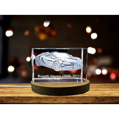 Bugatti Veyron (2005–2011) 3D Engraved Crystal Trophy Award - Automotive Collectible